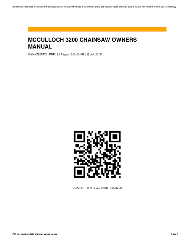 Mcculloch mac 3200 chainsaw manual